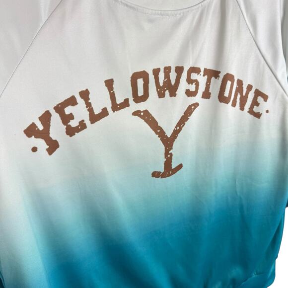Yellowstone Graphic Blue Ombre Lightweight Crew Neck Pullover Sweatshirt Sz 2XL - Picture 3 of 5